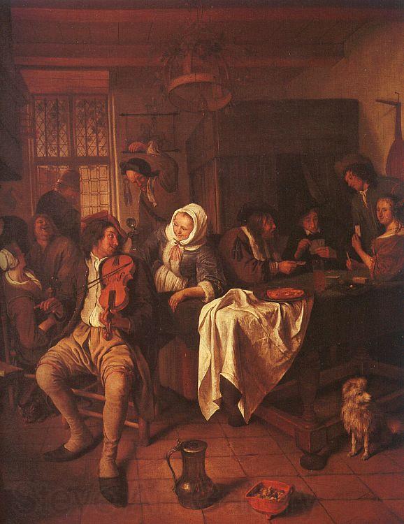 Jan Steen Inn with Violinist Card Players Norge oil painting art